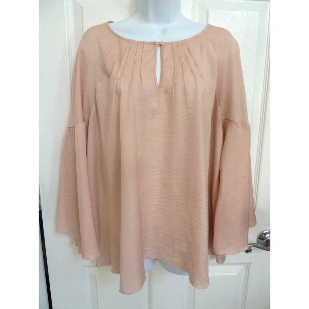 Hinge XL Pink Flared Sleeve Blouse Pin-Tucking Fairy Romantic HL366130MI
